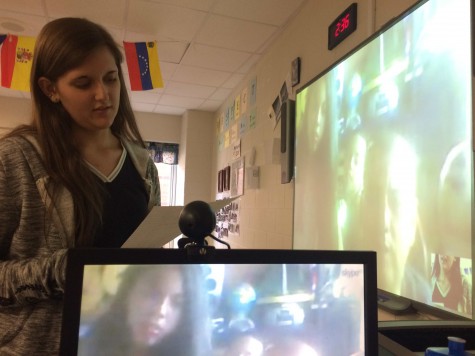 Harlan County High School sophomore Sophia Sergent talked a resident of Venezuela during a Skype session held at the school.