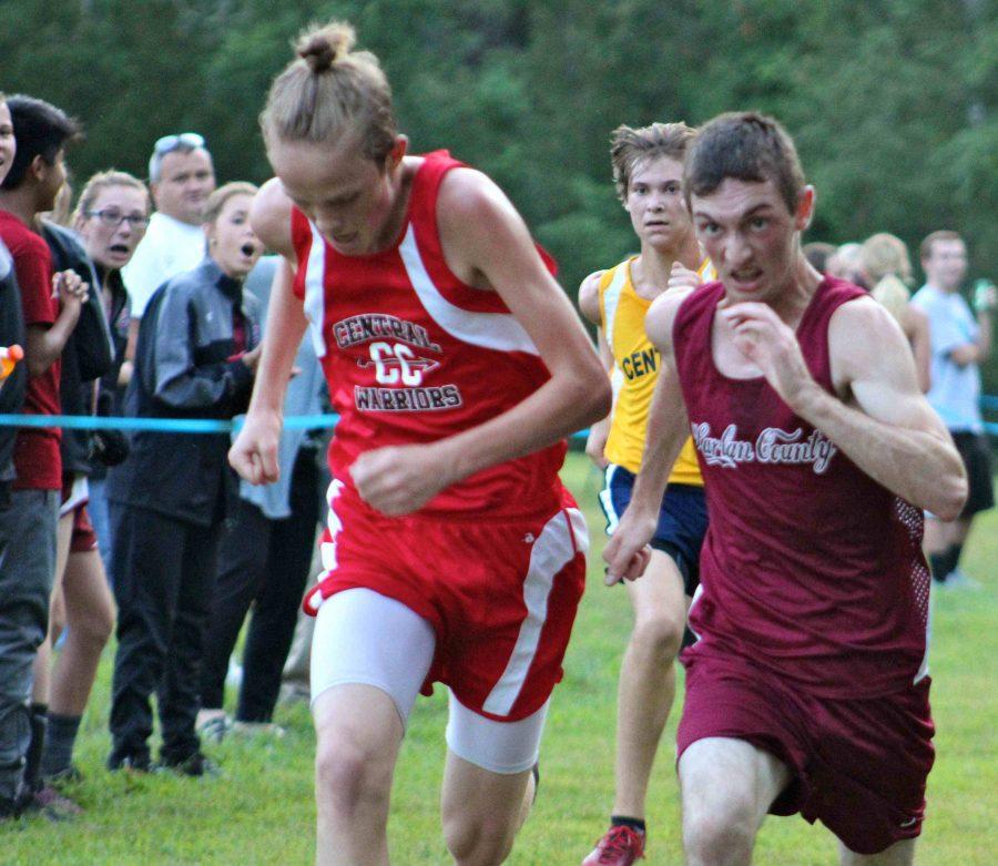 Photo by Jessica Turner

Harlan County senior Dalton Shepherd gave everything he had at the finish line to edge (Wise) Centrals Sam Houston, giving HCHS the team title in a meet Tuesday at the Harlan County High School course.