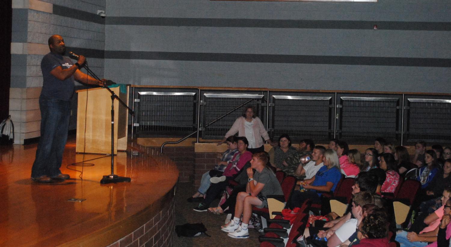 Hasan Davis talked to Harlan County High School students about working hard to achieve their dreams.