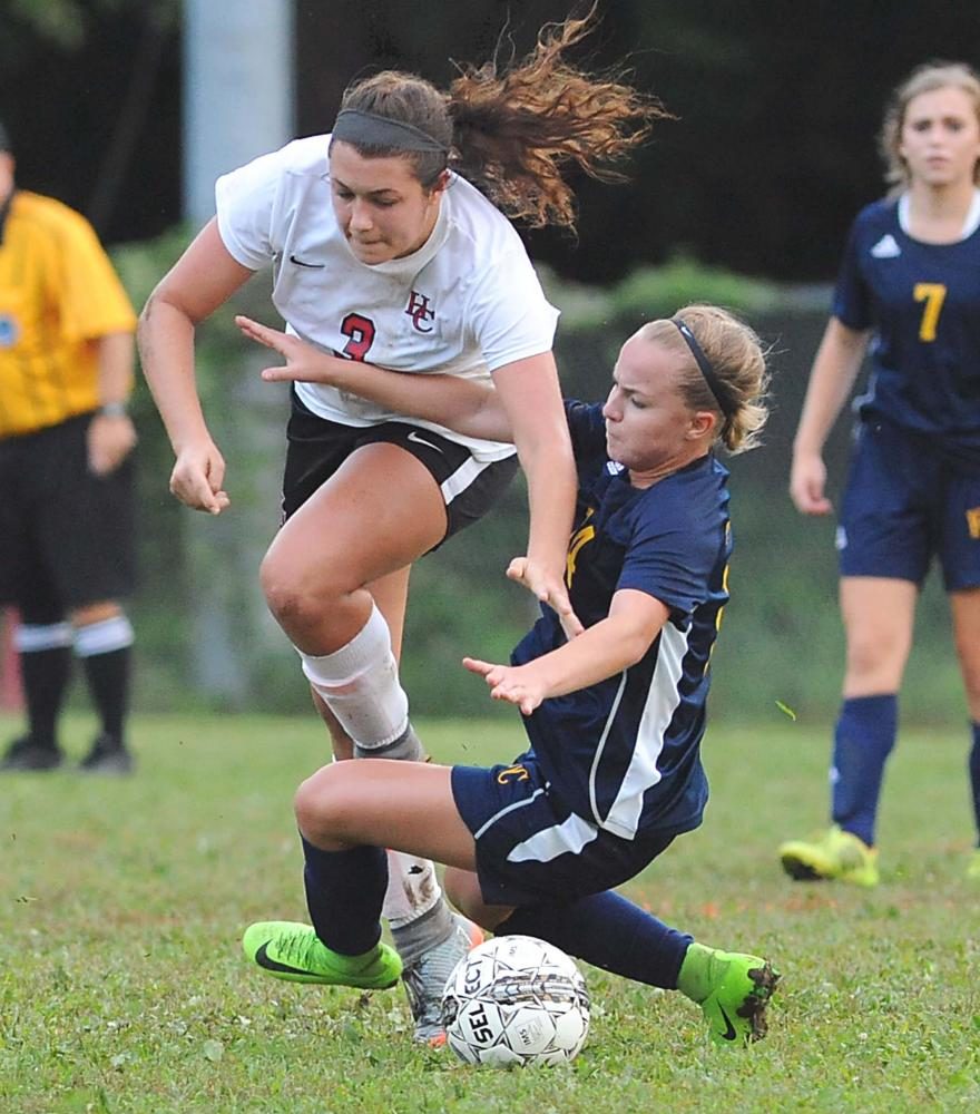 Harlan County’s Madison Blanton collided with a Knox Central player in soccer action last week at the James A. Cawood field. HCHS won 4-1 in its home opener, improving to 2-1-1 on the season.