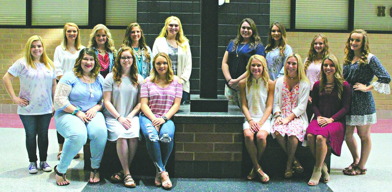 Senior candidates for the Harlan County High School homecoming ceremony set for Sept. 14 include, from left, back row: Selena Smith, Emily Collett, Whitney Hensley, Rhileigh Alred, Phebe McHargue and Katelyn Johnson; back row: Jade Adams, Cameryn Owens, Mahalah Bundy, Nikki Creech, Elizabeth Ball, Breanna Turner, Amber Goodin, Abigail Middleton and McKenzie Bundy; not pictured: Madison Blanton and Abbie Mefford.