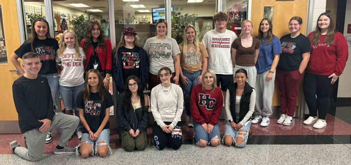 Yearbook staff members include, from left, front row: Wyatt Miles, Emily Witt, Kaylee Reese, Angelica Johnson, Jaidyn Woods and Aliyah Deleon; back row: Harlee Sergent, Claire Sawyers, Alexis Moore, Brianna Skidmore, Jayde Parker, Amber Lawson, Robert Coots, Aviya Halcomb, Allie Kelly, Kaitlyn Daniels, Alonna Adkins; not pictured: Kate Cornett, Mylee Cress, Ashton Evans, Haley Huff and Kylee Moyers.