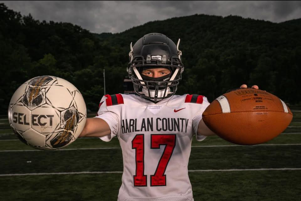 Harlan County's Austin Tye is a rare two-sport athlete who is playing both football and soccer at the same time.



